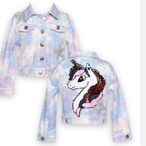 Baby Sara 4T Unicorn Patch Tie Dye Denim Jacket